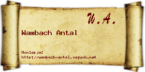 Wambach Antal névjegykártya
